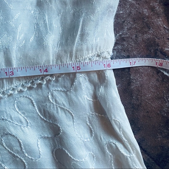 VNTG Boho Cream Tiered Satin Patchwork Dress - Picture 9 of 13